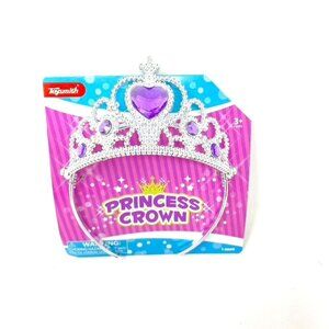 Toysmith Princess Crown Silver Tone with Purple Heart Stones Dress Up Costume